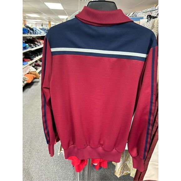 Vintage 80’s Adidas classical trefoil maroon and navy 3 stripe track jacket size - Picture 3 of 3